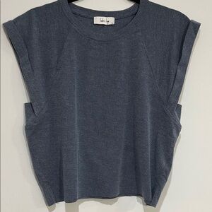Sadie & Sage Dusty Blue Knit Cap-Sleeve Tank